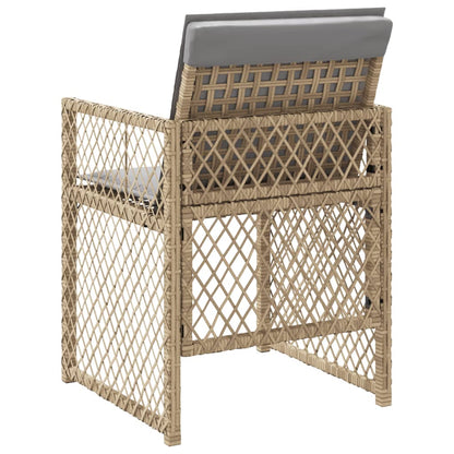 Tuinstoelen 4 st met kussens poly rattan gemengd beige