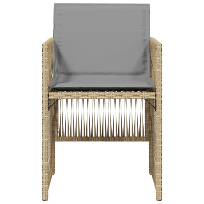 Tuinstoelen 4 st met kussens poly rattan gemengd beige