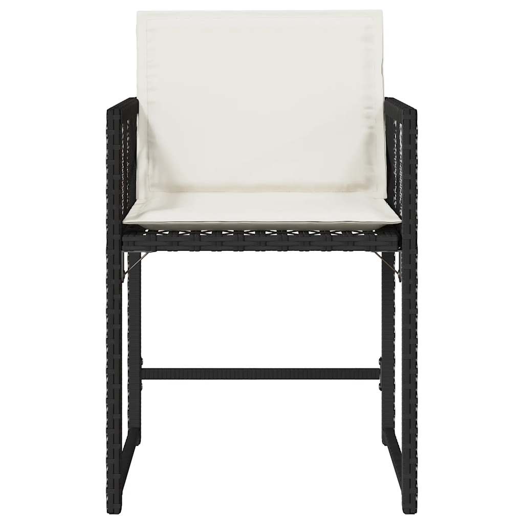 Tuinstoelen 4 st met kussens poly rattan zwart
