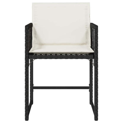Tuinstoelen 4 st met kussens poly rattan zwart