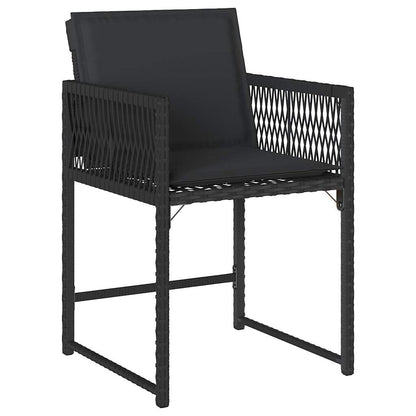 Tuinstoelen 4 st met kussens poly rattan zwart