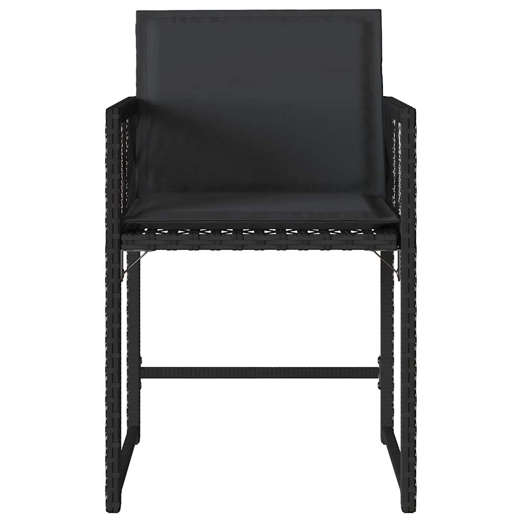 Tuinstoelen 4 st met kussens poly rattan zwart