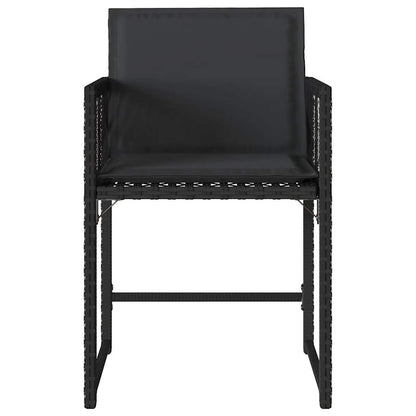 Tuinstoelen 4 st met kussens poly rattan zwart
