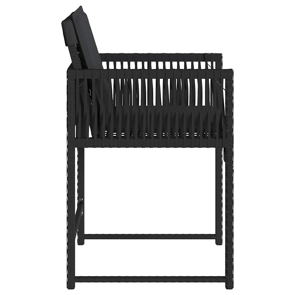 Tuinstoelen 4 st met kussens poly rattan zwart