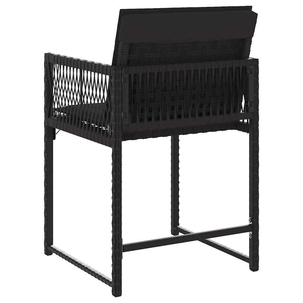 Tuinstoelen 4 st met kussens poly rattan zwart