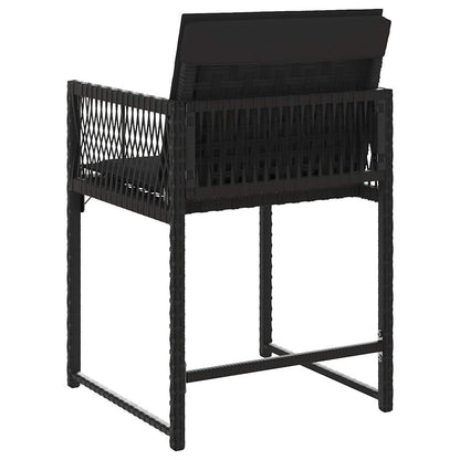 Tuinstoelen 4 st met kussens poly rattan zwart