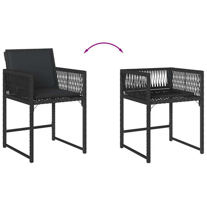 Tuinstoelen 4 st met kussens poly rattan zwart
