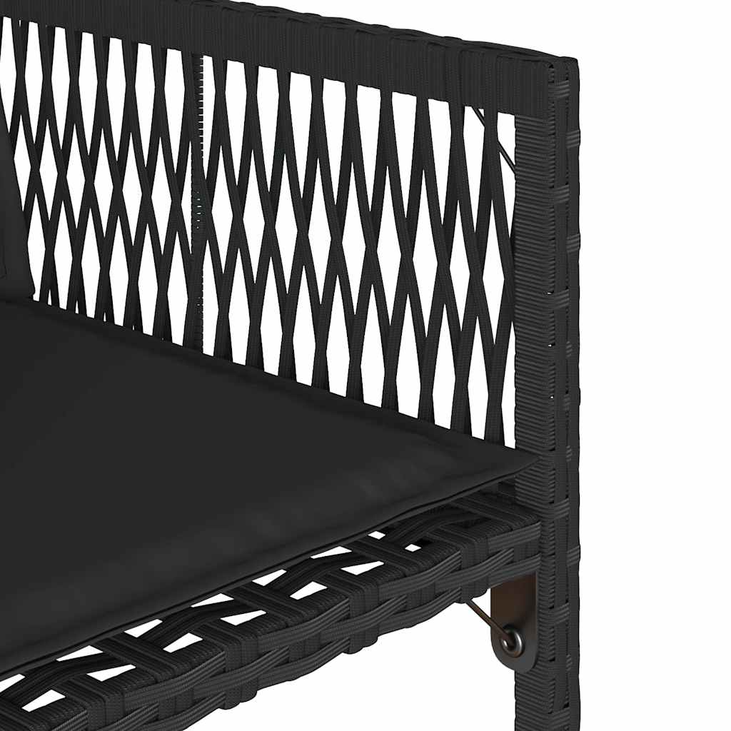 Tuinstoelen 4 st met kussens poly rattan zwart