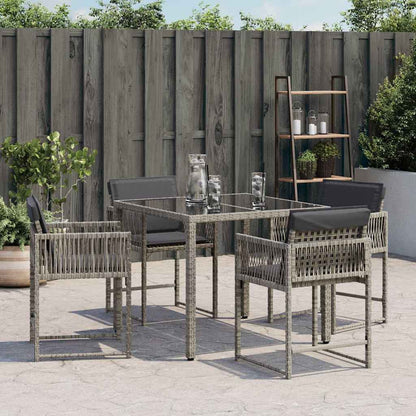 Tuinstoelen 4 st met kussens poly rattan grijs