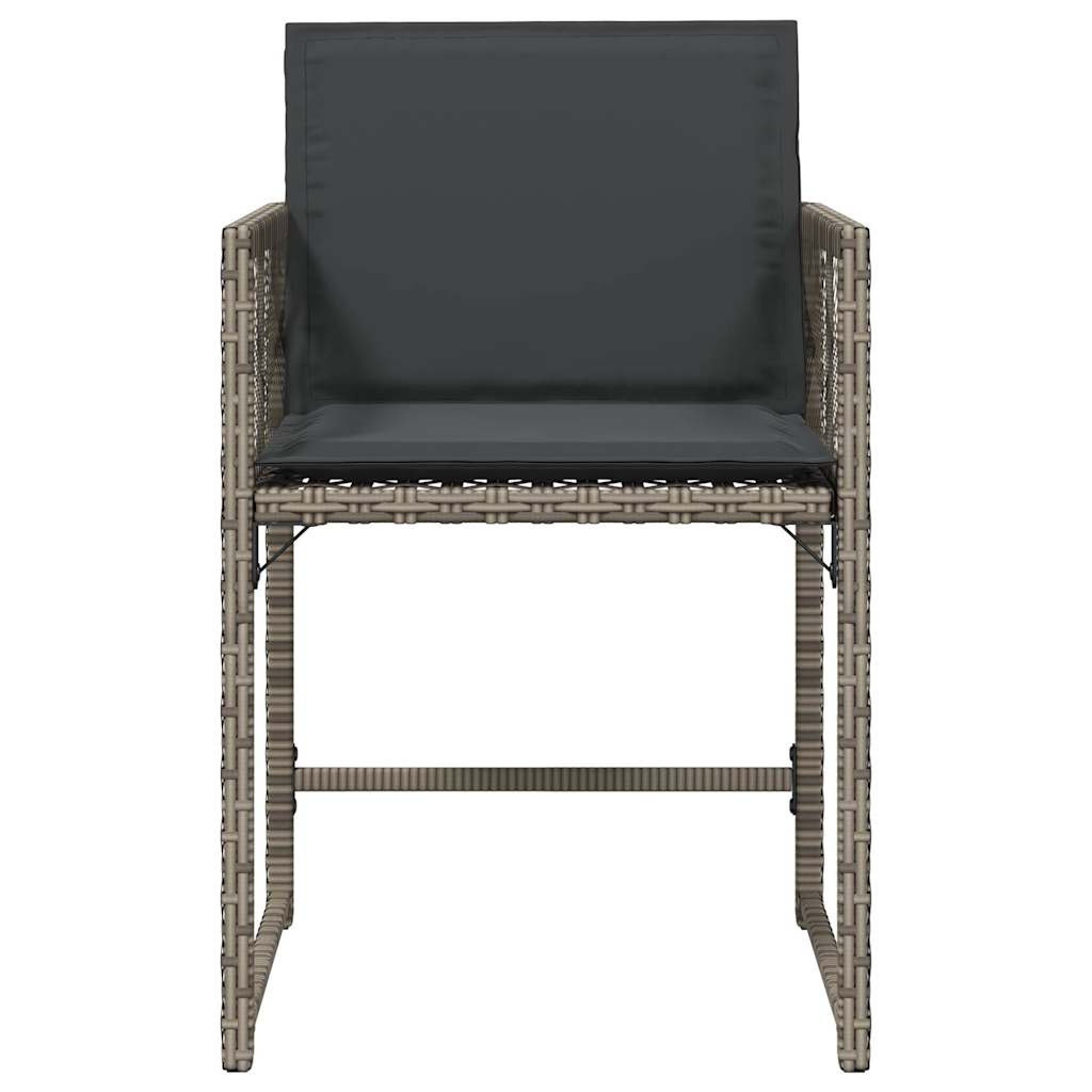 Tuinstoelen 4 st met kussens poly rattan grijs