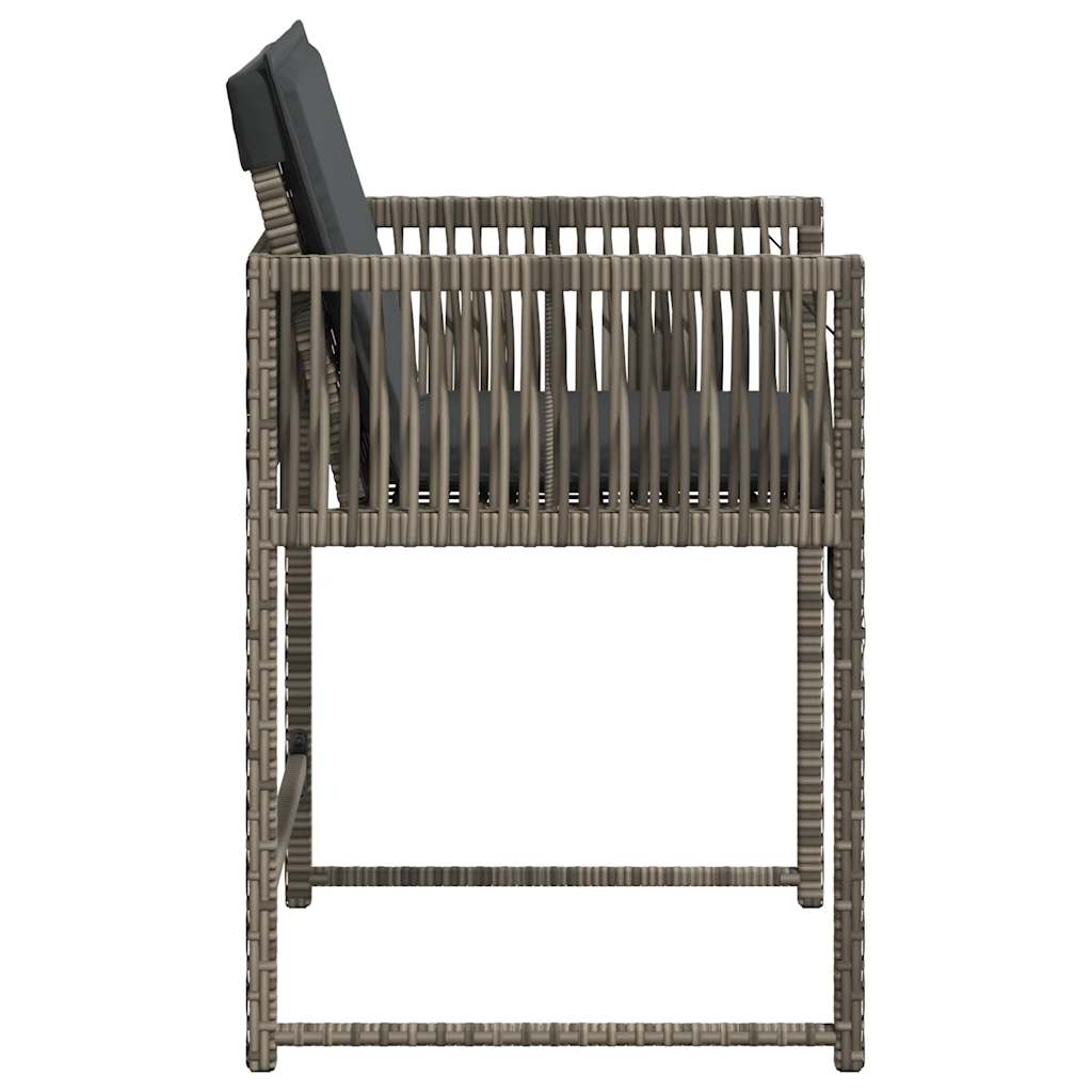 Tuinstoelen 4 st met kussens poly rattan grijs