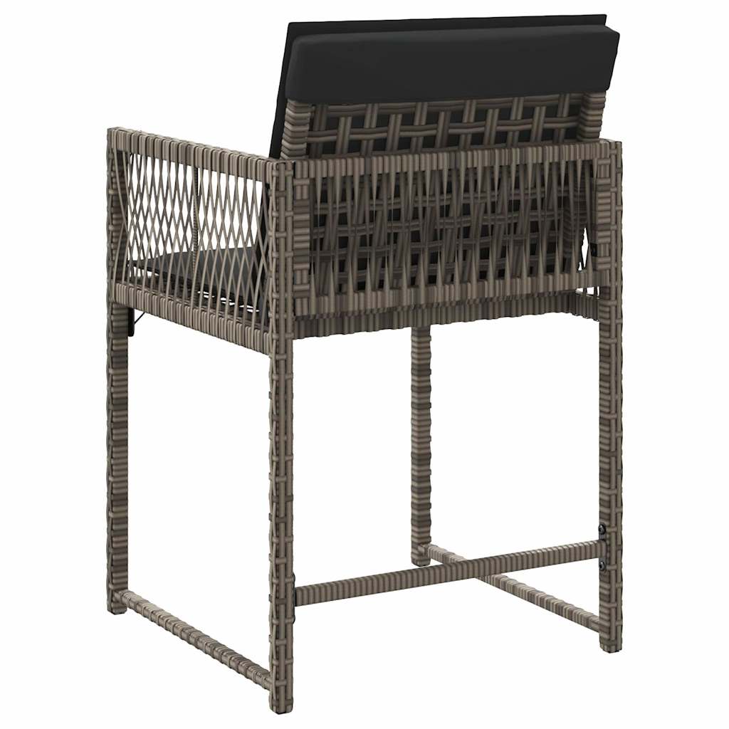 Tuinstoelen 4 st met kussens poly rattan grijs