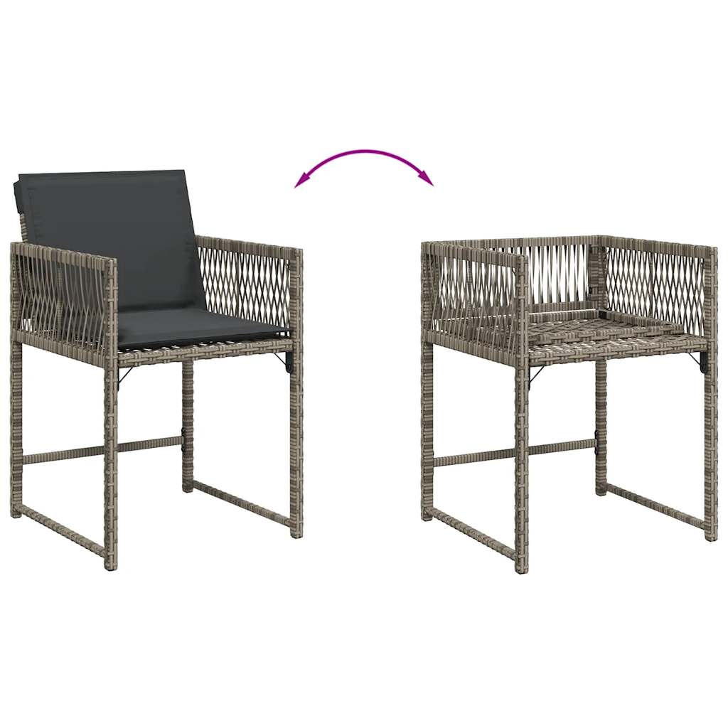 Tuinstoelen 4 st met kussens poly rattan grijs