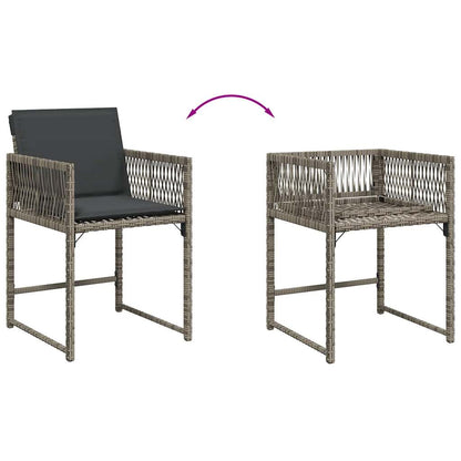 Tuinstoelen 4 st met kussens poly rattan grijs