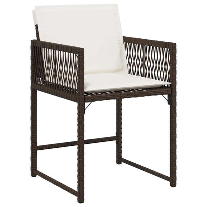 Tuinstoelen 4 st met kussens poly rattan bruin