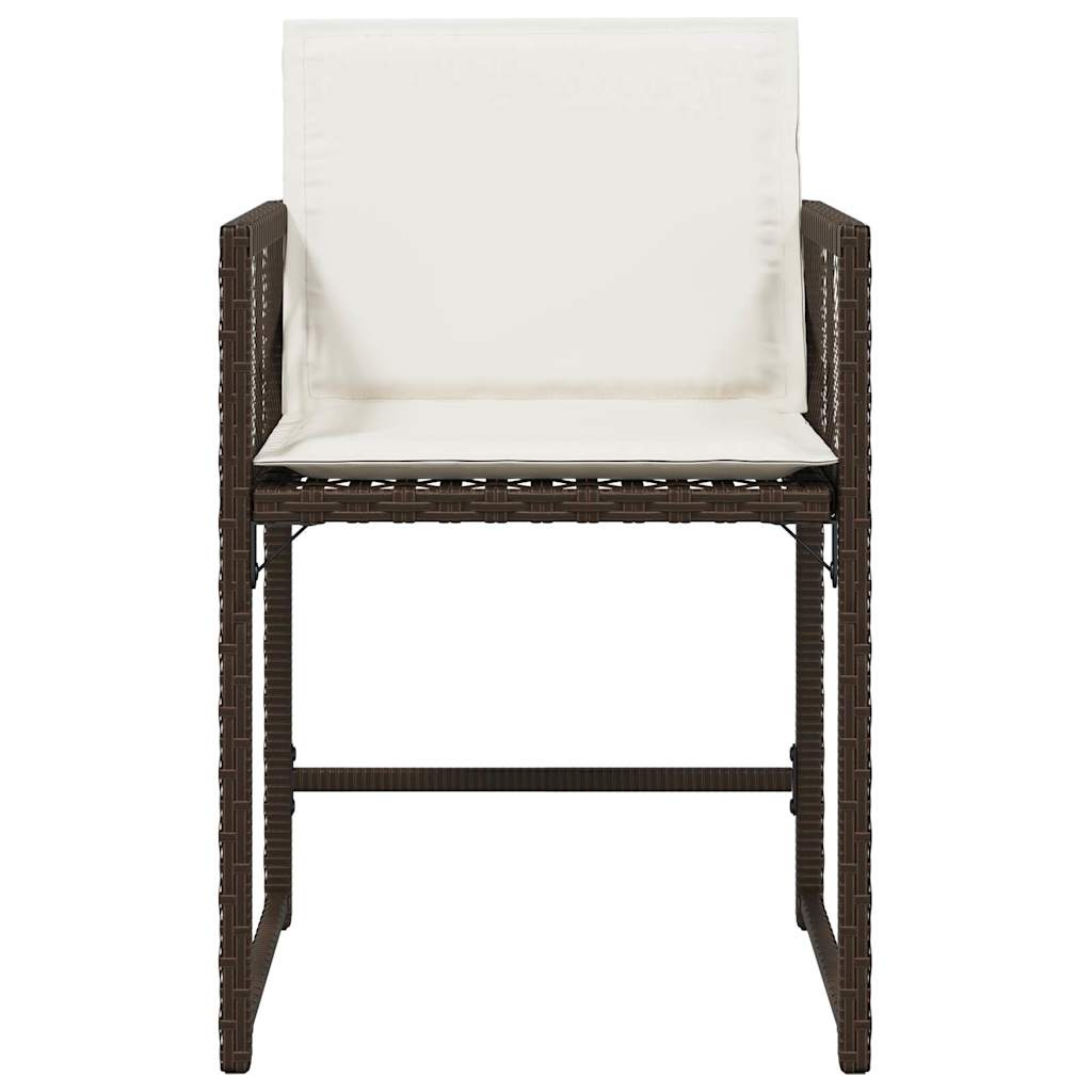 Tuinstoelen 4 st met kussens poly rattan bruin