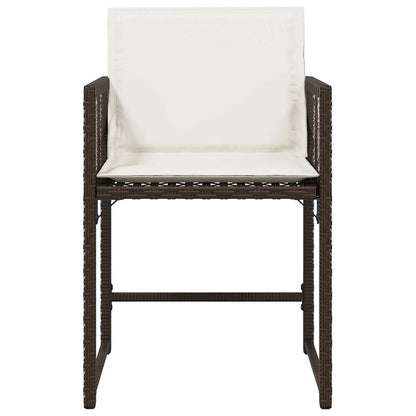 Tuinstoelen 4 st met kussens poly rattan bruin