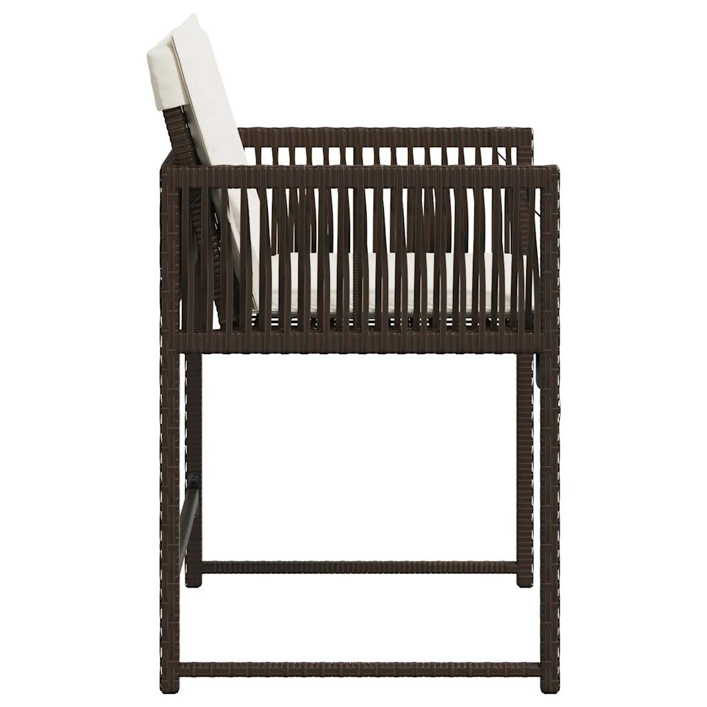Tuinstoelen 4 st met kussens poly rattan bruin