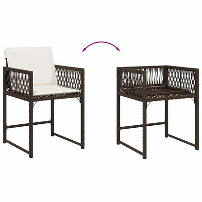 Tuinstoelen 4 st met kussens poly rattan bruin