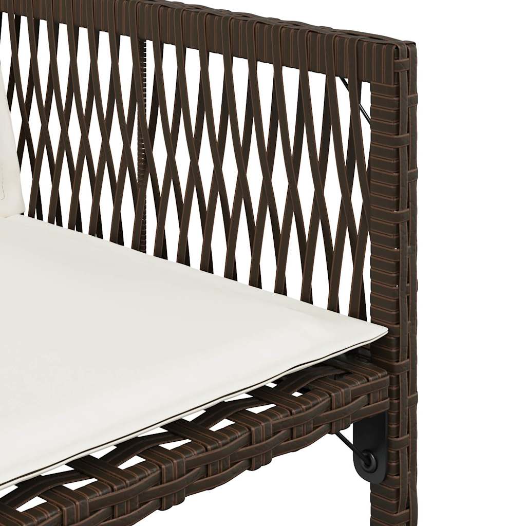 Tuinstoelen 4 st met kussens poly rattan bruin