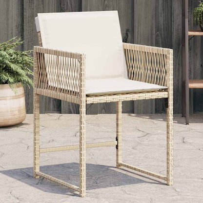 Tuinstoelen 4 st met kussens poly rattan beige