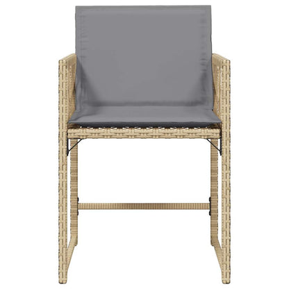 Tuinstoelen 4 st met kussens poly rattan gemengd beige