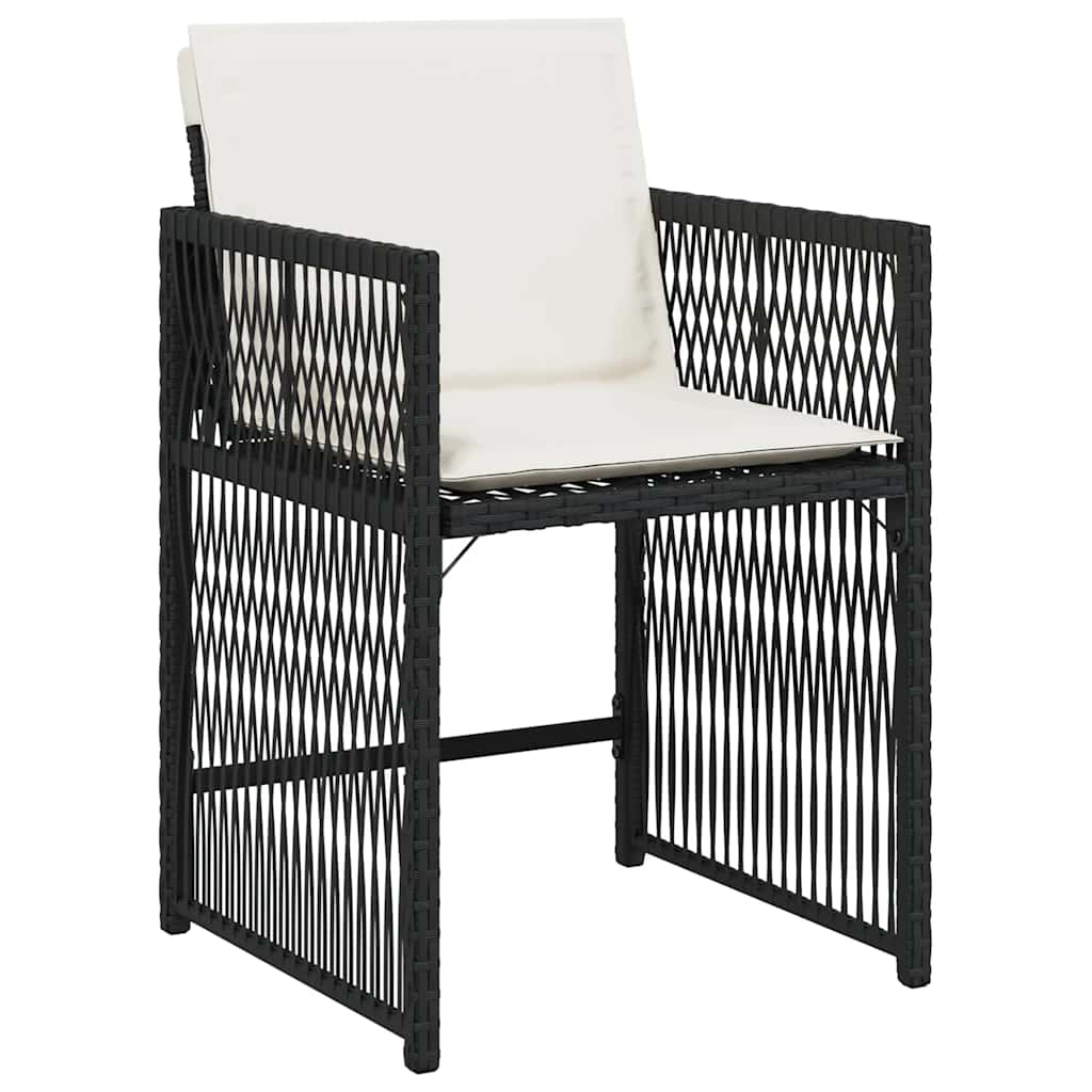 Tuinstoelen 4 st met kussens poly rattan zwart