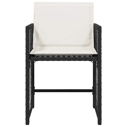Tuinstoelen 4 st met kussens poly rattan zwart