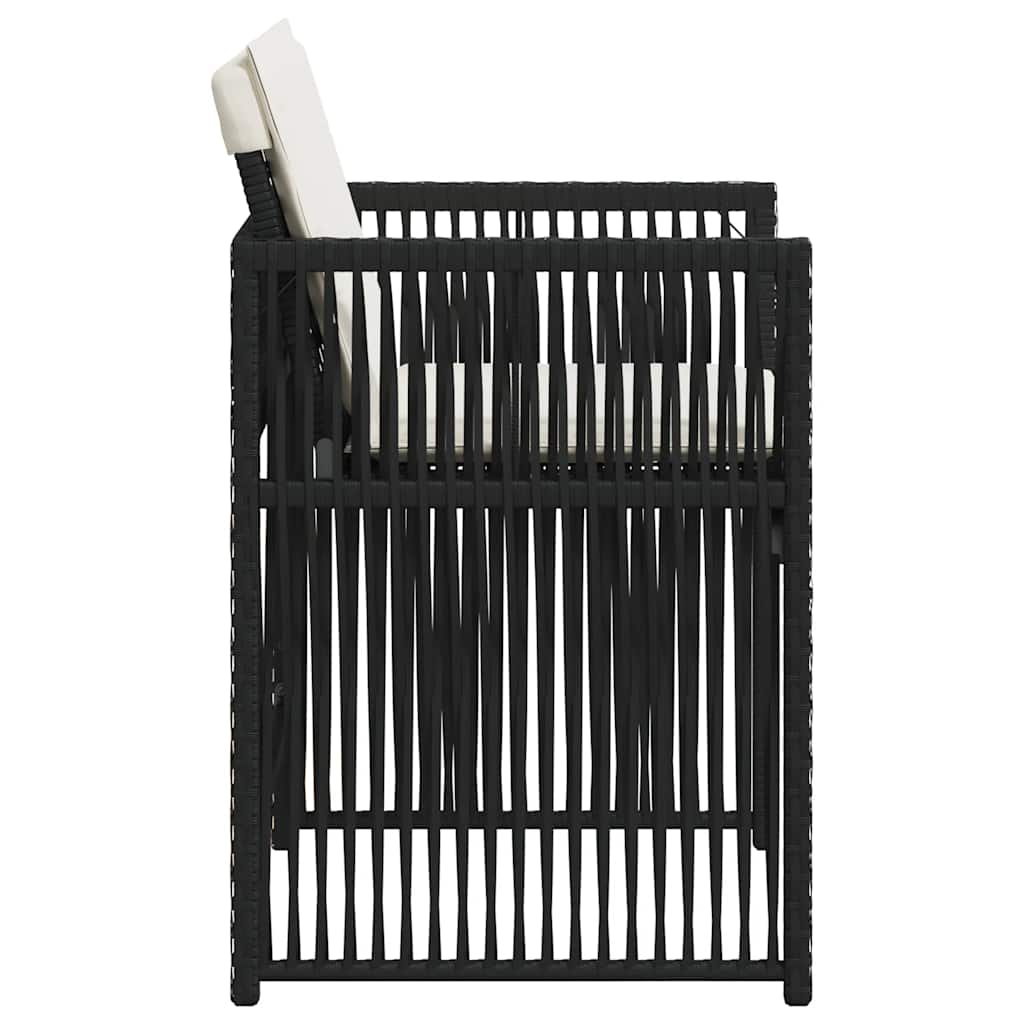Tuinstoelen 4 st met kussens poly rattan zwart