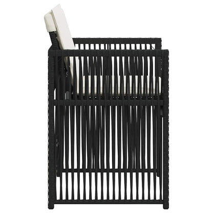 Tuinstoelen 4 st met kussens poly rattan zwart