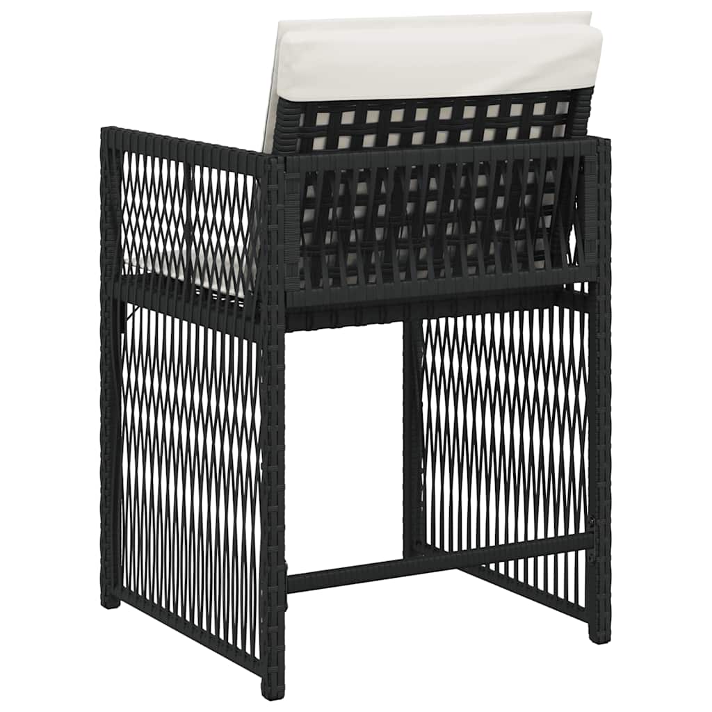Tuinstoelen 4 st met kussens poly rattan zwart