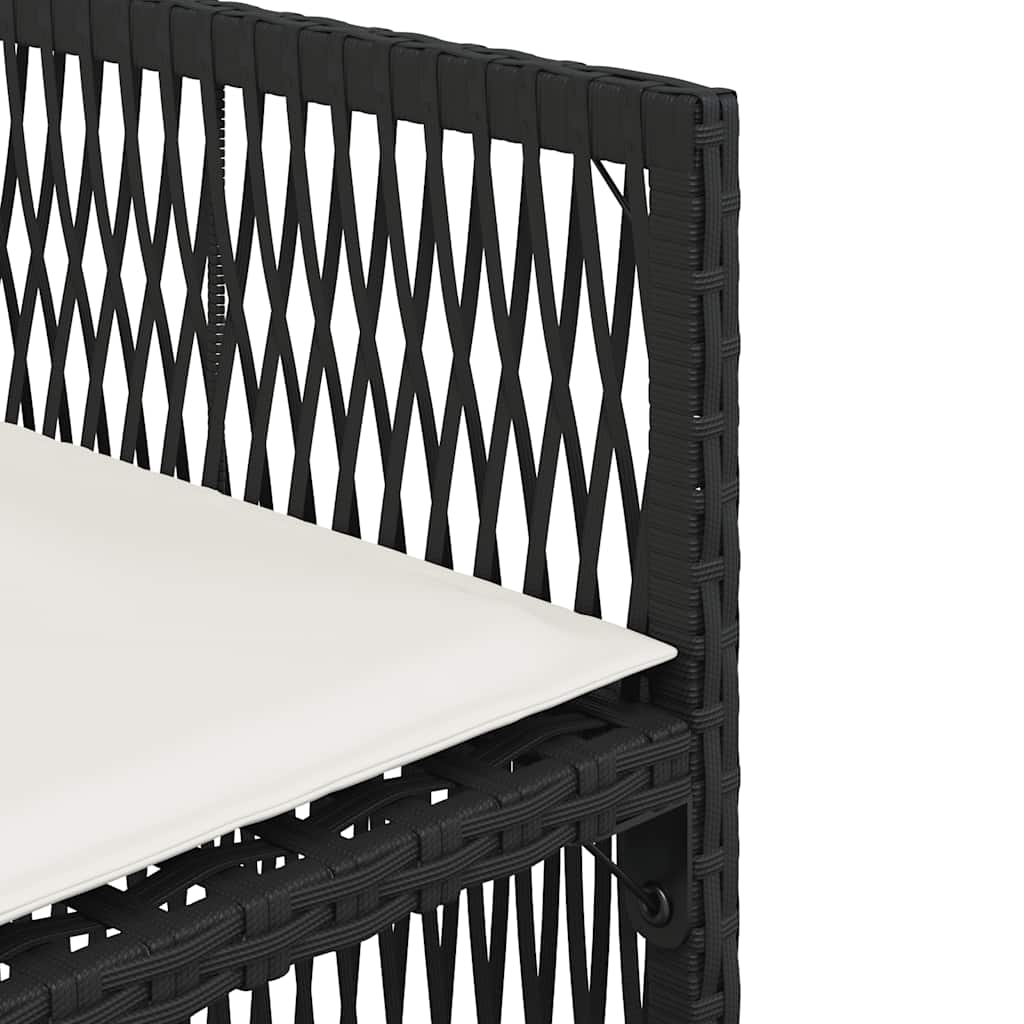 Tuinstoelen 4 st met kussens poly rattan zwart