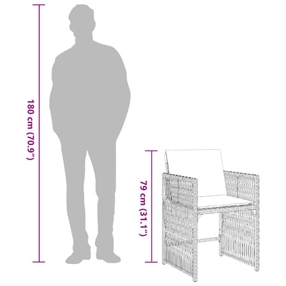 Tuinstoelen 4 st met kussens poly rattan zwart