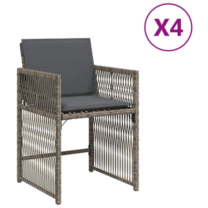 Tuinstoelen 4 st met kussens poly rattan grijs