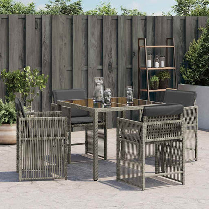Tuinstoelen 4 st met kussens poly rattan grijs