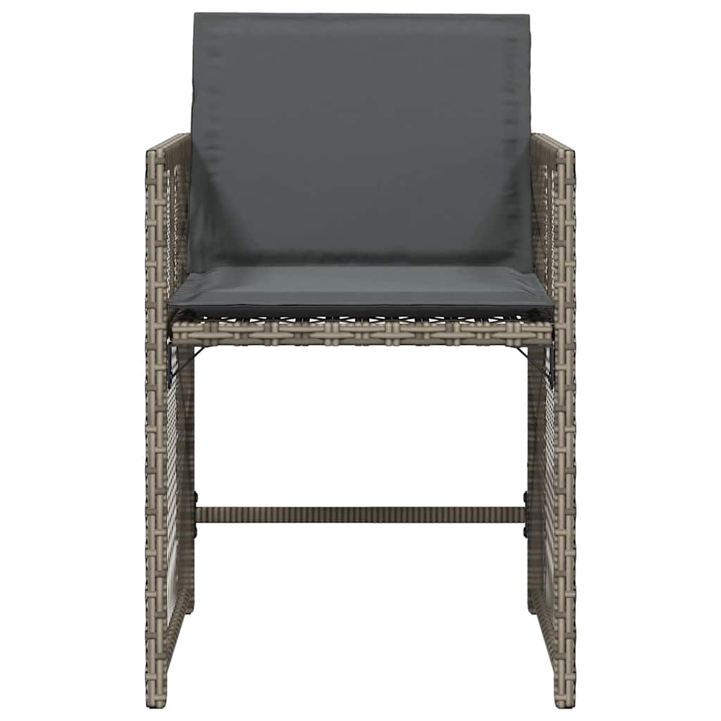 Tuinstoelen 4 st met kussens poly rattan grijs