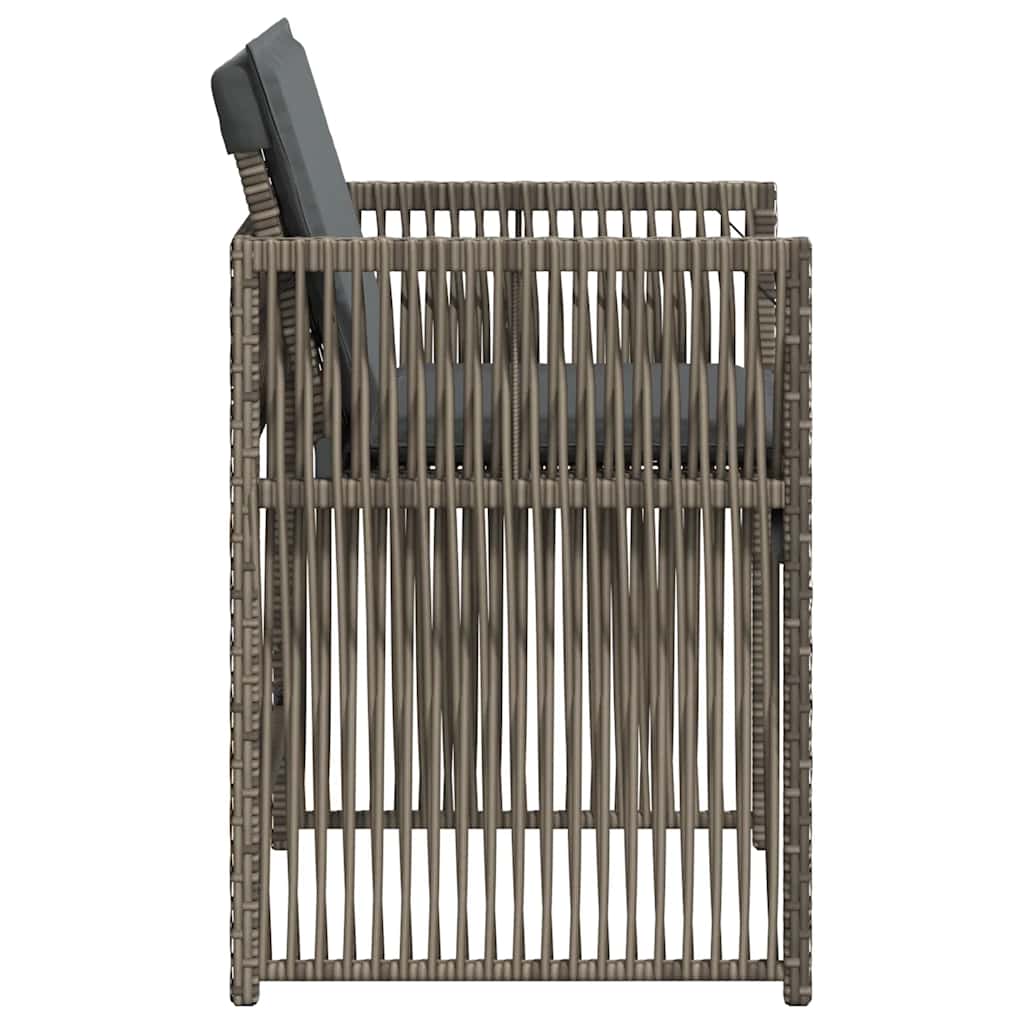 Tuinstoelen 4 st met kussens poly rattan grijs