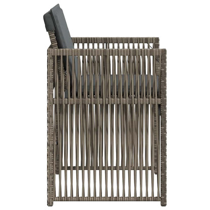 Tuinstoelen 4 st met kussens poly rattan grijs