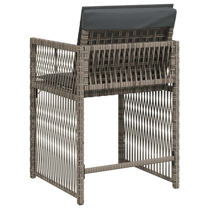 Tuinstoelen 4 st met kussens poly rattan grijs