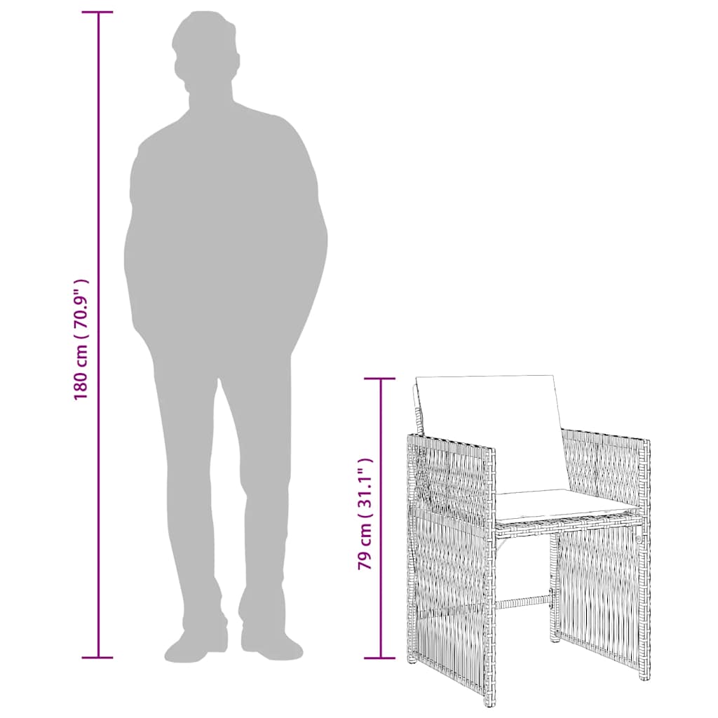 Tuinstoelen 4 st met kussens poly rattan grijs
