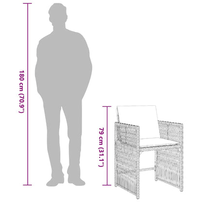 Tuinstoelen 4 st met kussens poly rattan bruin