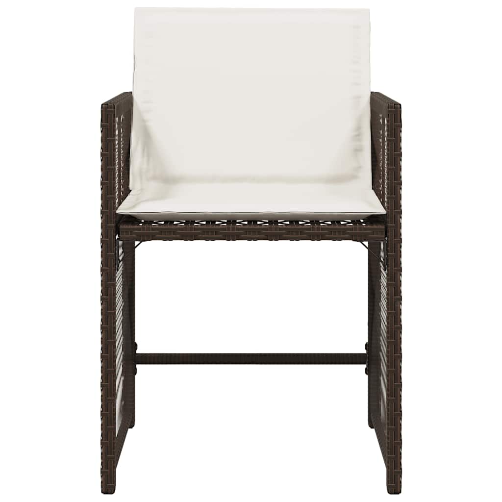 Tuinstoelen 4 st met kussens poly rattan bruin