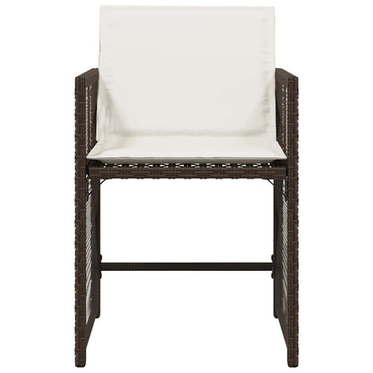 Tuinstoelen 4 st met kussens poly rattan bruin