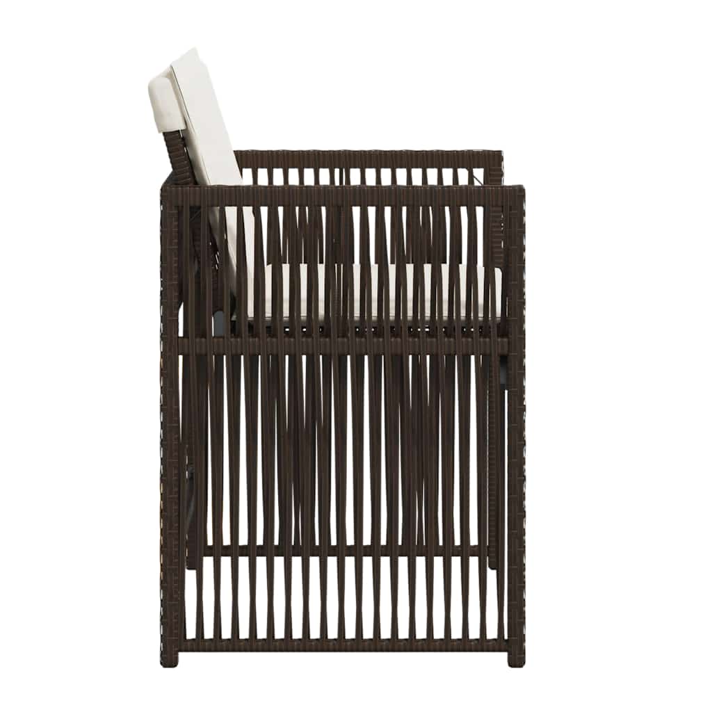 Tuinstoelen 4 st met kussens poly rattan bruin