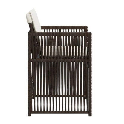 Tuinstoelen 4 st met kussens poly rattan bruin