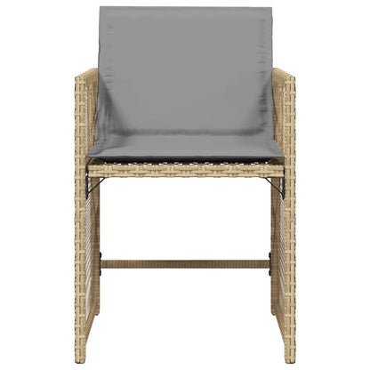 Tuinstoelen 4 st met kussens poly rattan gemengd beige