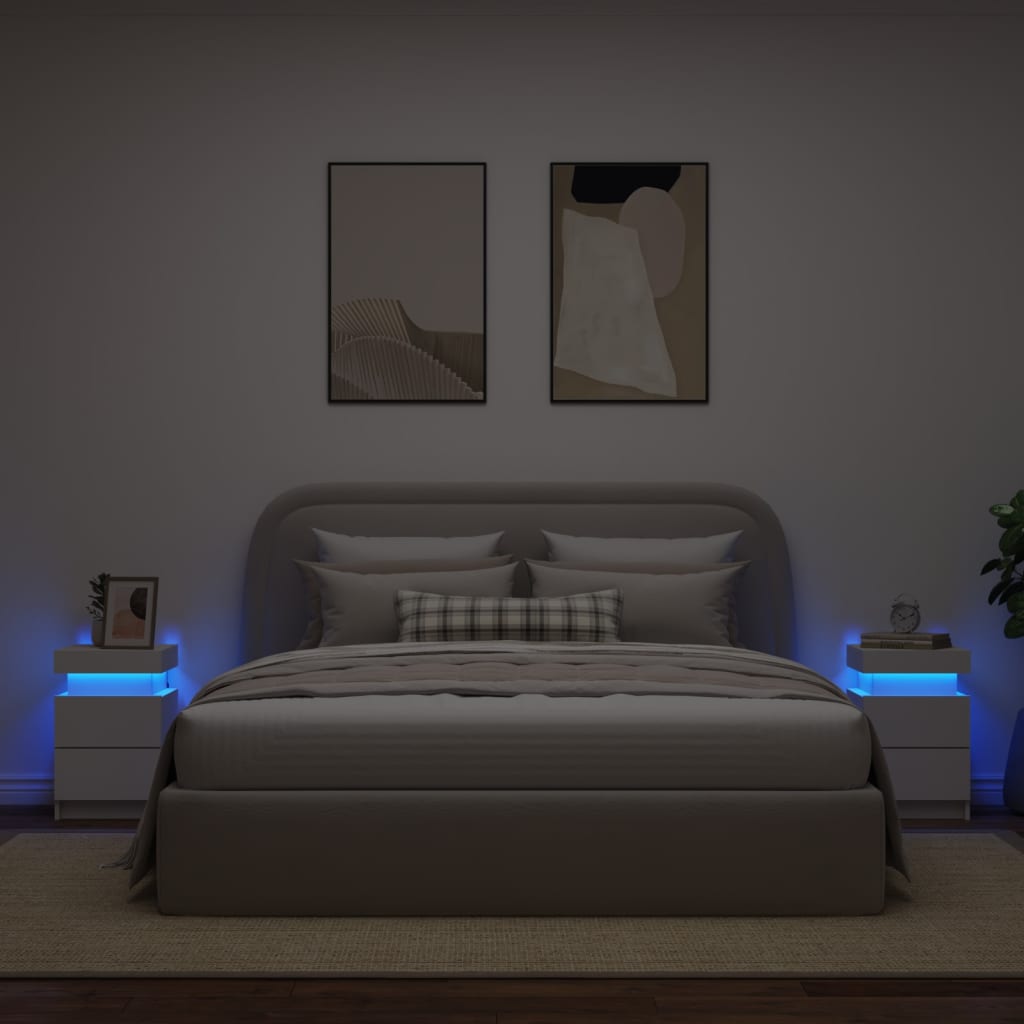 Nachtkastjes met LED-verlichting 2 st 35x39x55 cm wit