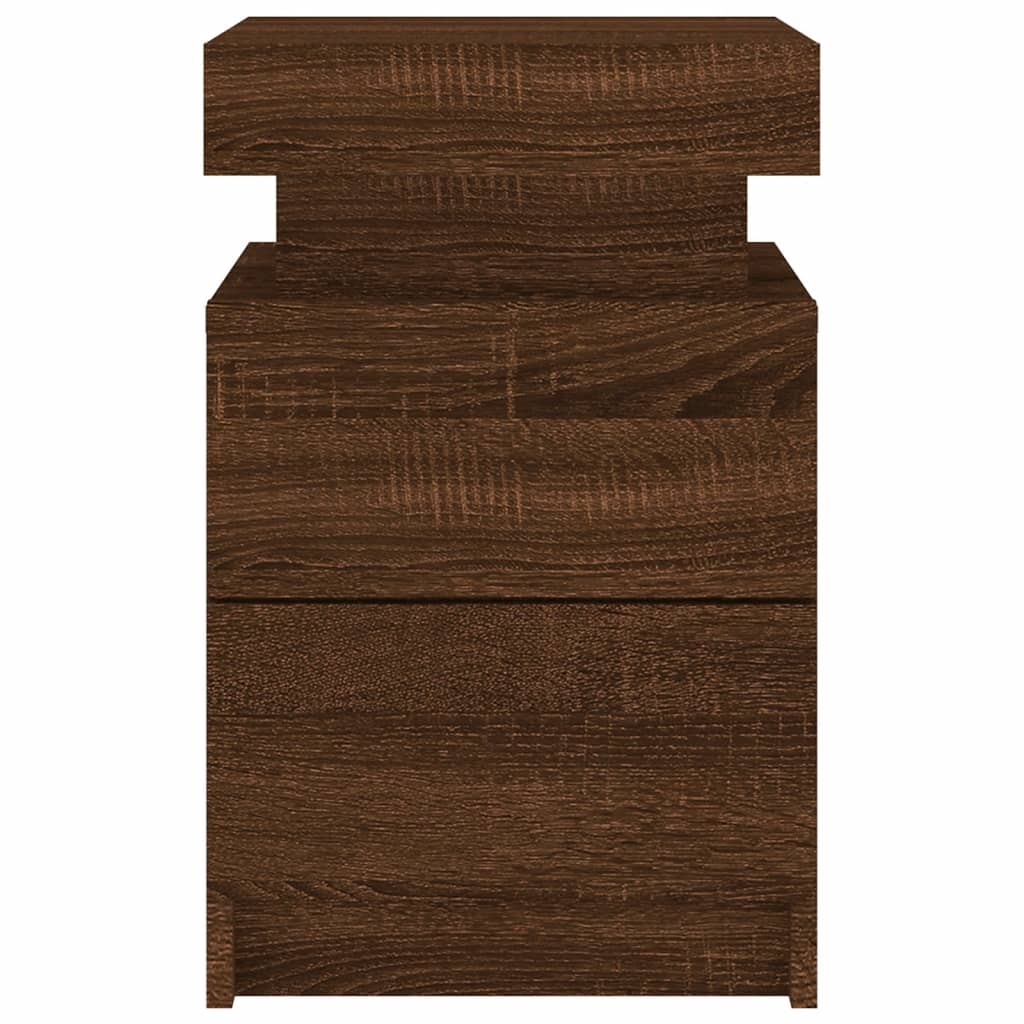 Nachtkastjes met LED 2 st 35x39x55 cm bruin eikenkleur
