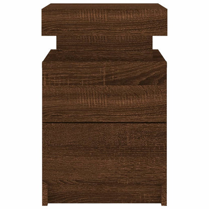 Nachtkastjes met LED 2 st 35x39x55 cm bruin eikenkleur