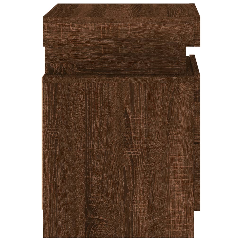 Nachtkastjes met LED 2 st 35x39x55 cm bruin eikenkleur